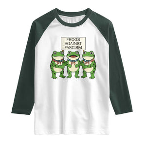 Frogs Against Fascism Raglan Shirt Funny Portland Meme Humor Gift TS12 White Dark Forest Green Print Your Wear