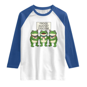 Frogs Against Fascism Raglan Shirt Funny Portland Meme Humor Gift TS12 White Royal Print Your Wear