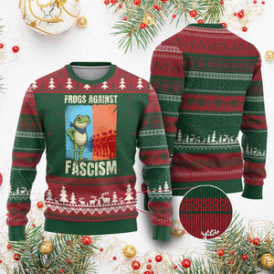 Frogs Against Fascism Ugly Christmas Sweater Portland Protest Vintage Meme Gift TS12 Red Green Print Your Wear