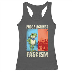 Frogs Against Fascism Racerback Tank Top Portland Protest Vintage Meme Gift TS12 Dark Heather Print Your Wear