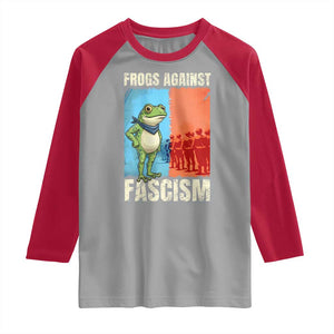 Frogs Against Fascism Raglan Shirt Portland Protest Vintage Meme Gift TS12 Sport Gray Red Print Your Wear