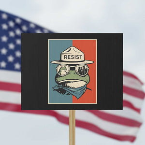 Resist Frog Meme Protest Sign Portland Vintage Aesthetic Gift TS12 Horizontal 18" × 24" Black Print Your Wear