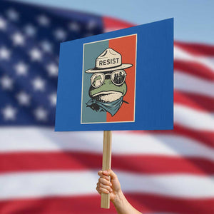 Resist Frog Meme Protest Sign Portland Vintage Aesthetic Gift TS12 Horizontal 18" × 24" Blue Print Your Wear