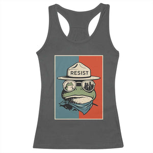 Resist Frog Meme Racerback Tank Top Portland Vintage Aesthetic Gift TS12 Dark Heather Print Your Wear