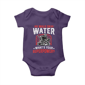 I Walk On Water Whats Your Superpower Baby Onesie Funny Ice Hockey Gift TS12 Purple Print Your Wear