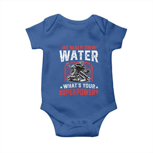 I Walk On Water Whats Your Superpower Baby Onesie Funny Ice Hockey Gift TS12 Royal Blue Print Your Wear