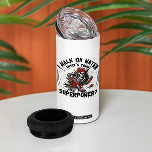 I Walk On Water Whats Your Superpower 4 in 1 Can Cooler Tumbler Skeleton Hockey Dark Humor Gift TS12 Print Your Wear