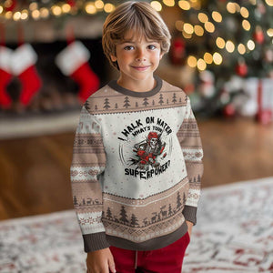 I Walk On Water Whats Your Superpower Ugly Christmas Sweater Skeleton Hockey Dark Humor Gift TS12 Mocha Mousse Print Your Wear