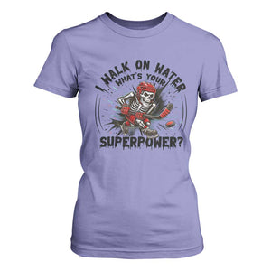 I Walk On Water Whats Your Superpower T Shirt For Women Skeleton Hockey Dark Humor Gift TS12 Violet Print Your Wear