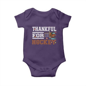 Thankful For Hockey Baby Onesie Funny Thanksgiving Ice Hockey Gift TS12 Purple Print Your Wear