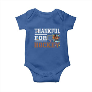 Thankful For Hockey Baby Onesie Funny Thanksgiving Ice Hockey Gift TS12 Royal Blue Print Your Wear