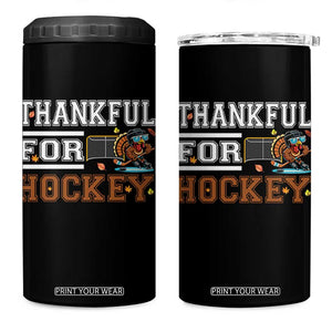 Thankful For Hockey 4 in 1 Can Cooler Tumbler Funny Thanksgiving Ice Hockey Gift TS12 One Size: 16 oz Black Print Your Wear