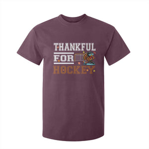 Thankful For Hockey T Shirt For Kid Funny Thanksgiving Ice Hockey Gift TS12 Maroon Print Your Wear