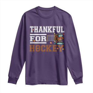 Thankful For Hockey Long Sleeve Shirt Funny Thanksgiving Ice Hockey Gift TS12 Purple Print Your Wear