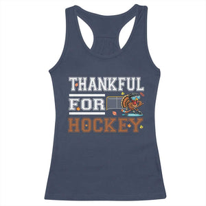 Thankful For Hockey Racerback Tank Top Funny Thanksgiving Ice Hockey Gift TS12 Navy Print Your Wear