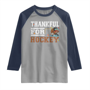 Thankful For Hockey Raglan Shirt Funny Thanksgiving Ice Hockey Gift TS12 Sport Gray Navy Print Your Wear