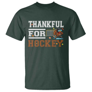 Thankful For Hockey T Shirt Funny Thanksgiving Ice Hockey Gift TS12 Dark Forest Green Print Your Wear