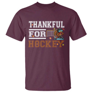 Thankful For Hockey T Shirt Funny Thanksgiving Ice Hockey Gift TS12 Maroon Print Your Wear