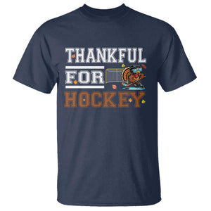 Thankful For Hockey T Shirt Funny Thanksgiving Ice Hockey Gift TS12 Navy Print Your Wear