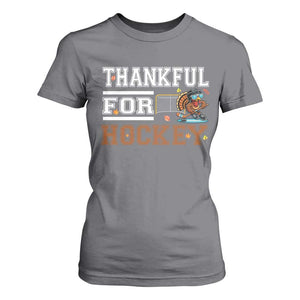 Thankful For Hockey T Shirt For Women Funny Thanksgiving Ice Hockey Gift TS12 Charcoal Print Your Wear