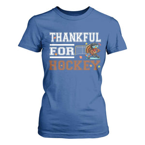 Thankful For Hockey T Shirt For Women Funny Thanksgiving Ice Hockey Gift TS12 Royal Blue Print Your Wear