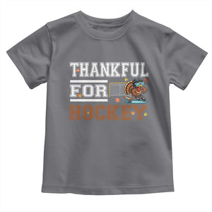 Thankful For Hockey Toddler T Shirt Funny Thanksgiving Ice Hockey Gift TS12 Charcoal Print Your Wear