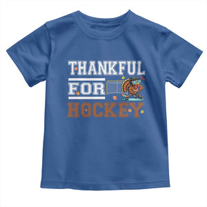 Thankful For Hockey Toddler T Shirt Funny Thanksgiving Ice Hockey Gift TS12 Royal Blue Print Your Wear