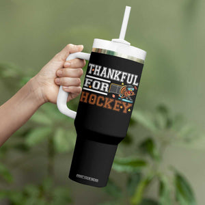 Thankful For Hockey Tumbler With Handle Funny Thanksgiving Ice Hockey Gift TS12 Print Your Wear