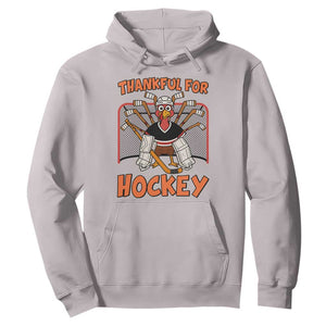 Thankful For Hockey Hoodie Funny Turkey Ice Hockey Player Gift TS12 Ice Gray Print Your Wear