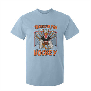 Thankful For Hockey T Shirt For Kid Funny Turkey Ice Hockey Player Gift TS12 Light Blue Print Your Wear