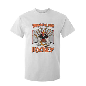 Thankful For Hockey T Shirt For Kid Funny Turkey Ice Hockey Player Gift TS12 White Print Your Wear