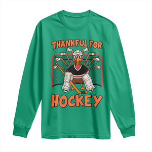 Thankful For Hockey Long Sleeve Shirt Funny Turkey Ice Hockey Player Gift TS12 Irish Green Print Your Wear