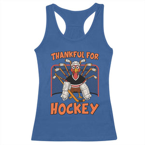 Thankful For Hockey Racerback Tank Top Funny Turkey Ice Hockey Player Gift TS12 Royal Blue Print Your Wear