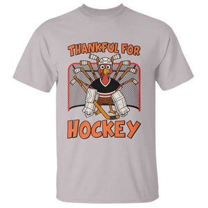 Thankful For Hockey T Shirt Funny Turkey Ice Hockey Player Gift TS12 Ice Gray Print Your Wear