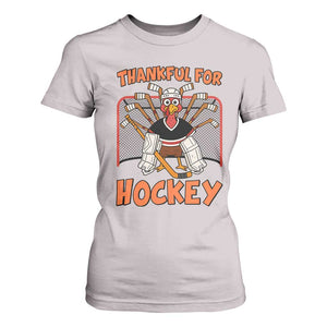 Thankful For Hockey T Shirt For Women Funny Turkey Ice Hockey Player Gift TS12 Ice Gray Print Your Wear
