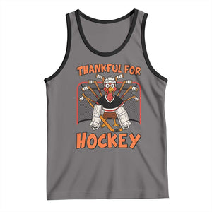 Thankful For Hockey Tank Top Funny Turkey Ice Hockey Player Gift TS12 Deep Heather Black Print Your Wear