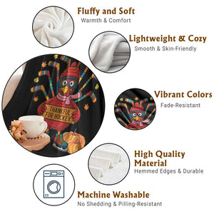 Funny Turkey Ice Hockey Gift Throw Blanket Thankful For Hockey TS12 Print Your Wear