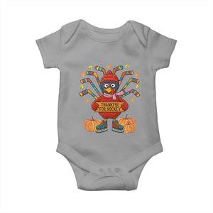 Funny Turkey Ice Hockey Gift Baby Onesie Thankful For Hockey TS12 Sport Gray Print Your Wear