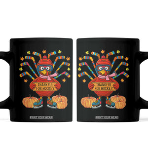 Funny Turkey Ice Hockey Gift Coffee Mug Thankful For Hockey TS12 Black Print Your Wear