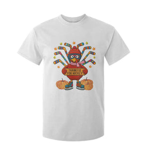 Funny Turkey Ice Hockey Gift T Shirt For Kid Thankful For Hockey TS12 White Print Your Wear