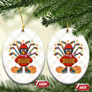 Funny Turkey Ice Hockey Gift Ceramic Ornament Thankful For Hockey TS12 Print Your Wear