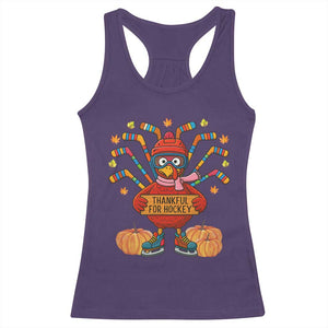 Funny Turkey Ice Hockey Gift Racerback Tank Top Thankful For Hockey TS12 Purple Print Your Wear