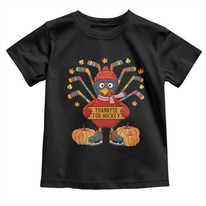 Funny Turkey Ice Hockey Gift Toddler T Shirt Thankful For Hockey TS12 Black Print Your Wear