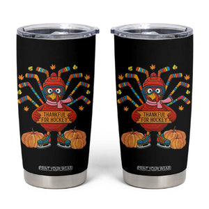 Funny Turkey Ice Hockey Gift Tumbler Cup Thankful For Hockey TS12 Black Print Your Wear