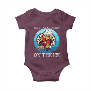 Lets Talk Turkey On The Ice Baby Onesie Retro Ocean Blue Ice Hockey Gift TS12 Maroon Print Your Wear