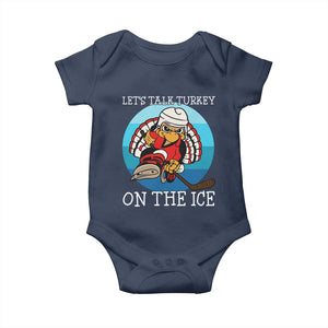 Lets Talk Turkey On The Ice Baby Onesie Retro Ocean Blue Ice Hockey Gift TS12 Navy Print Your Wear