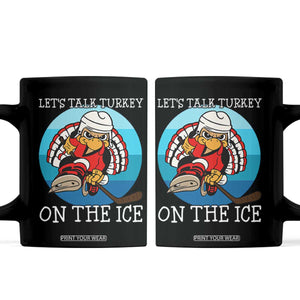 Lets Talk Turkey On The Ice Coffee Mug Retro Ocean Blue Ice Hockey Gift TS12 Black Print Your Wear