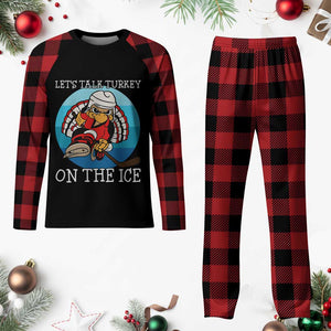 Lets Talk Turkey On The Ice Plaid Pajama Set Retro Ocean Blue Ice Hockey Gift TS12 Buffalo Plaid Print Your Wear