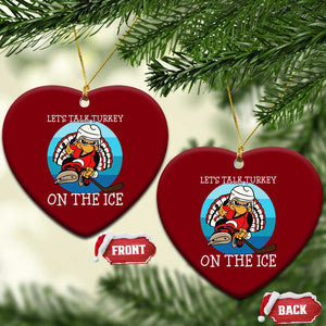 Lets Talk Turkey On The Ice Ceramic Ornament Retro Ocean Blue Ice Hockey Gift TS12 Print Your Wear