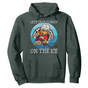 Lets Talk Turkey On The Ice Hoodie Retro Ocean Blue Ice Hockey Gift TS12 Dark Forest Green Print Your Wear
